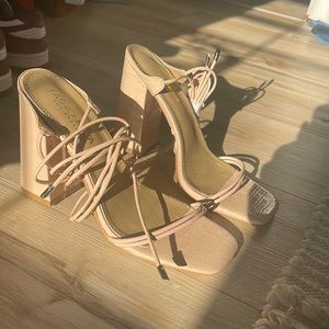 Fashion Nova Nude Tie Up Heels SIZE 6.5